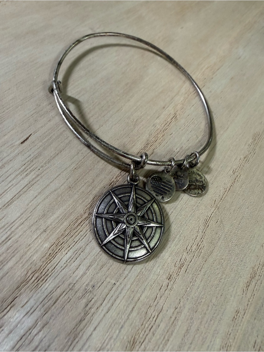 Alex and Ani Silver Compass Charm Expandable Bracelet